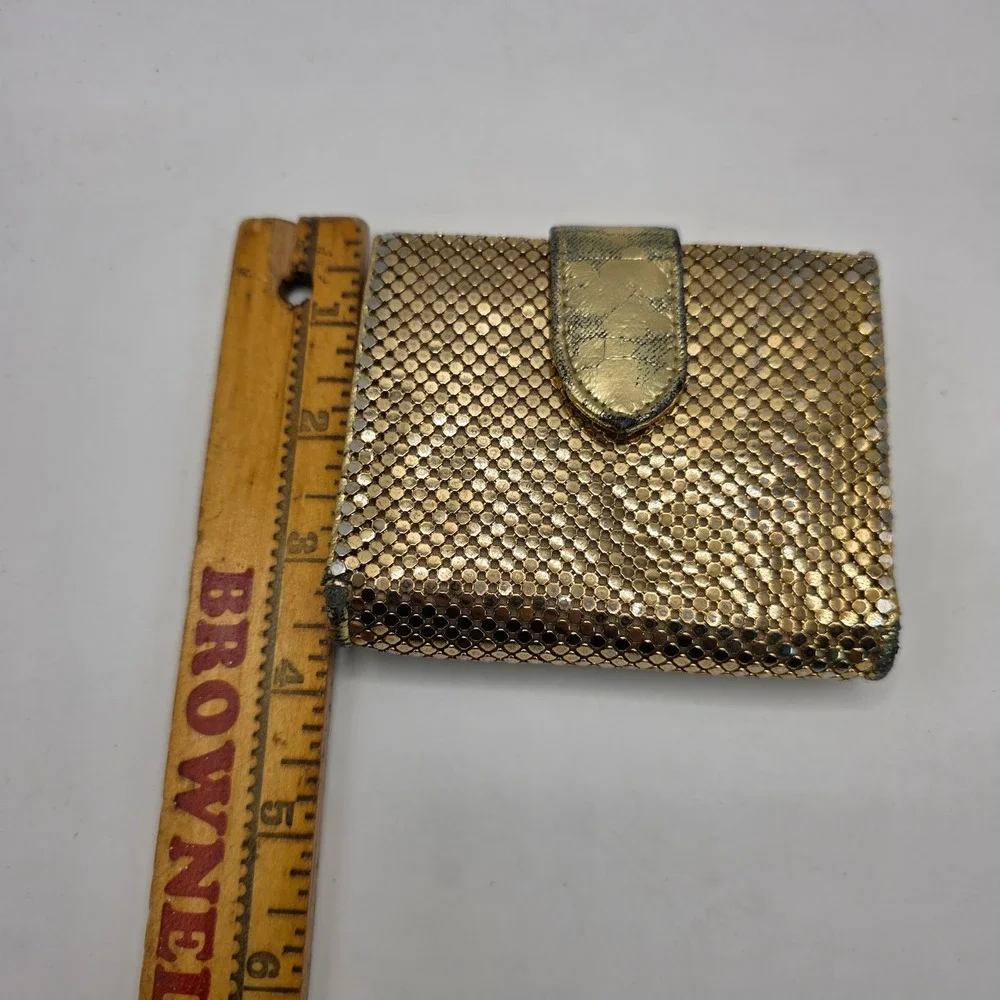 Whiting and Davis Vintage Gold Metal Mesh Bi-fold Wallet ID Window Card Slots